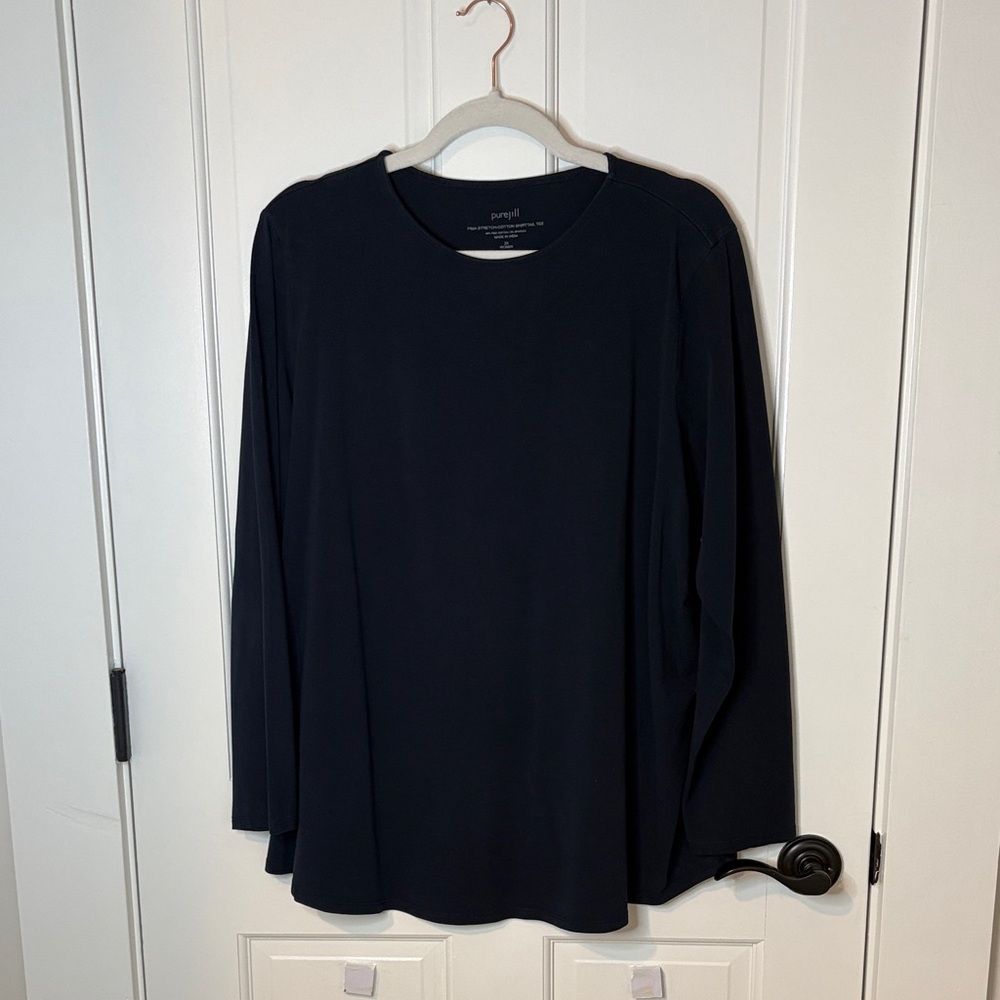 J Jill Pure Jill Size 2X Black Pima Stretch Cotton Shirttail Long Sleeve Tee